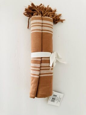 MAKE MARKET Brown Beige 100% Cotton 31”x71” Beach Towel